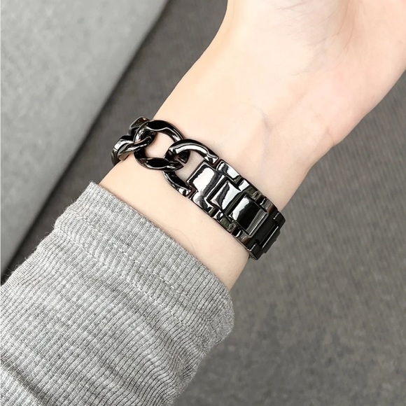 NEW BLACK Adjustable Strap Chain Stainless Band For Apple Watch - Picture 4 of 4